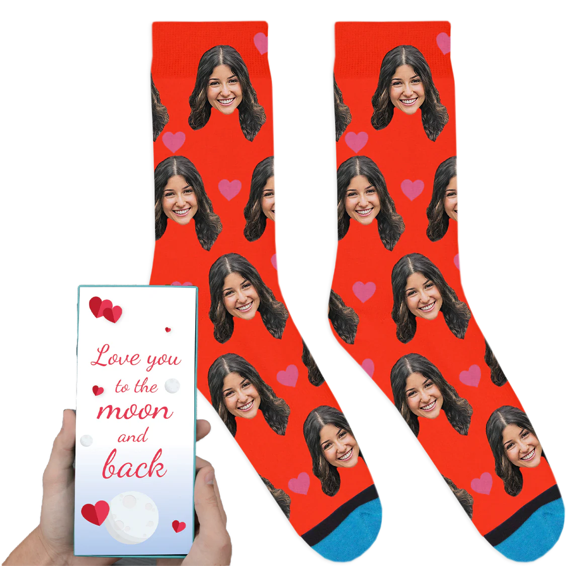 Custom Valentines Socks: Love You To The Moon And Back - Image 9